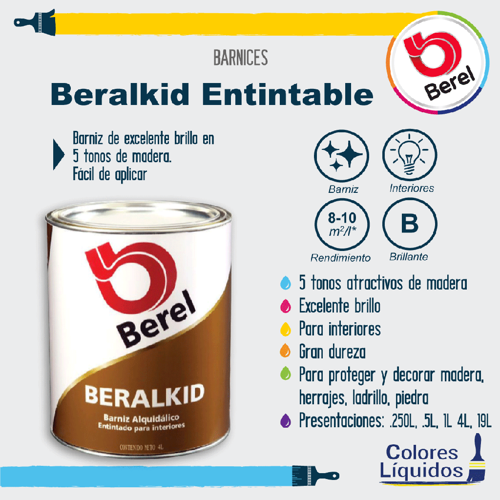 Barniz Beralkid Roble Claro Galon Berel