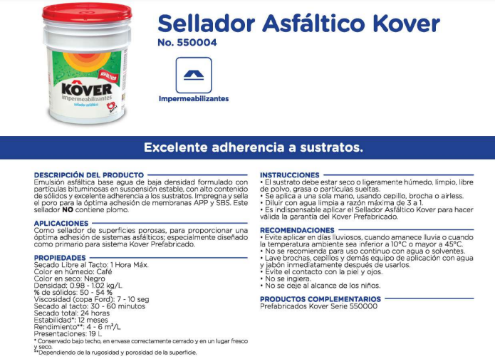 Sellador Asfaltico Kover Cubeta Berel
